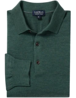 Merino Knit Polo In Green -Urban Edge Clothing Sales 978387310 4 720x928