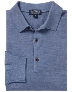 Merino Knit Polo In Blue -Urban Edge Clothing Sales 978387490 4 720x928