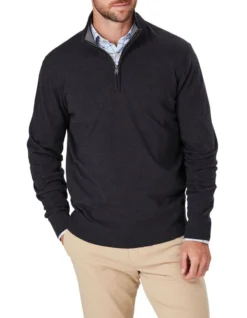 High Flex Half Zip In Charcoal