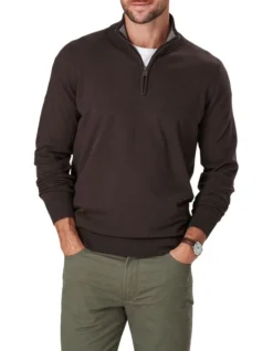 High Flex Half Zip In Dark Chocolate