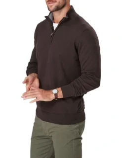 High Flex Half Zip In Dark Chocolate -Urban Edge Clothing Sales 978387760 4 720x928