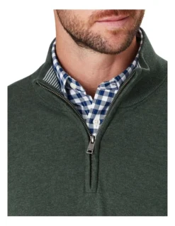 High Flex Half Zip Knit In Green -Urban Edge Clothing Sales 978388030 3 720x928