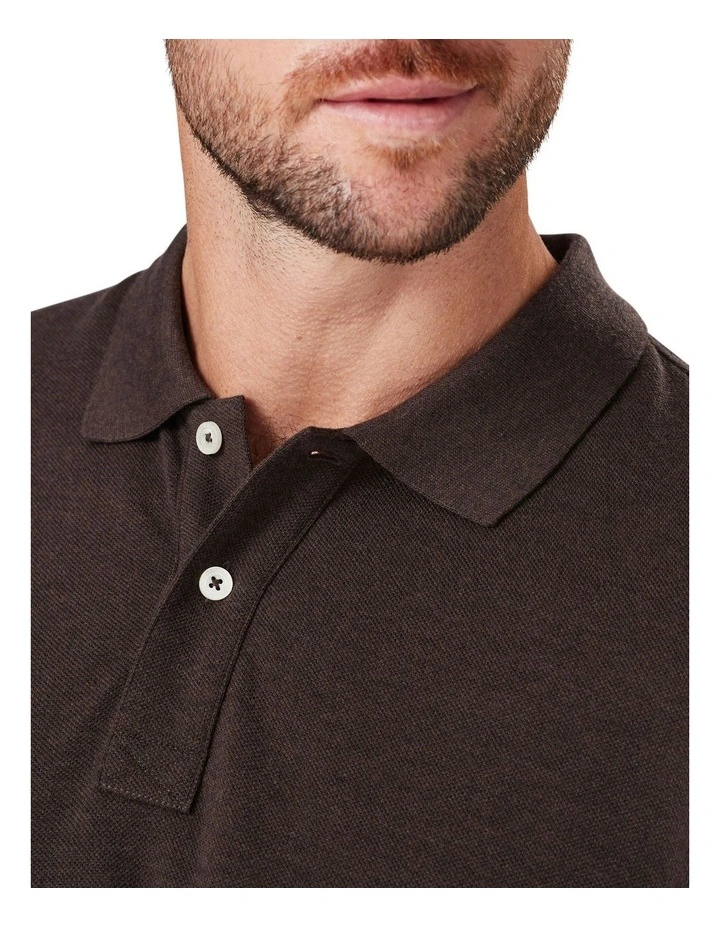 Classic Pique Polo In Dark Brown 3 Classic Pique Polo In Dark Brown - Image 3