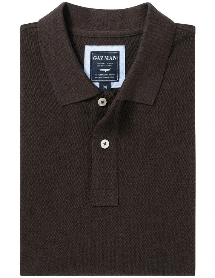 Classic Pique Polo In Dark Brown 4 Classic Pique Polo In Dark Brown - Image 4