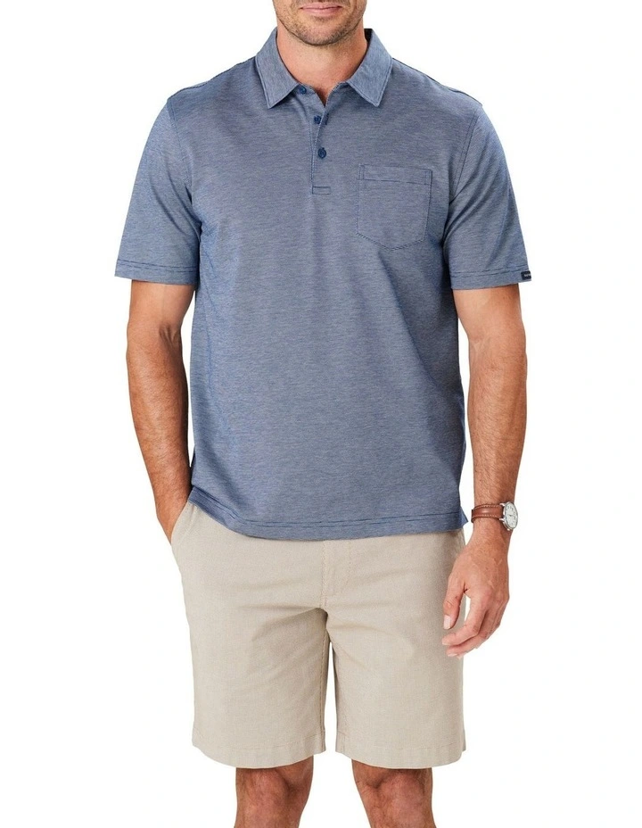 Smart Jacquard Polo In Blue 1 Smart Jacquard Polo In Blue