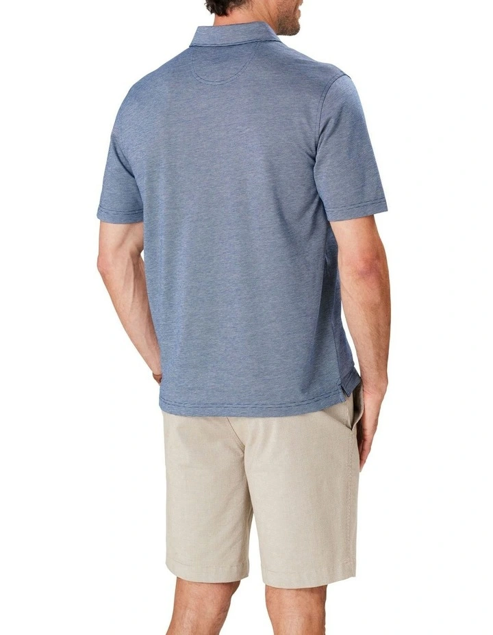 Smart Jacquard Polo In Blue 2 Smart Jacquard Polo In Blue - Image 2