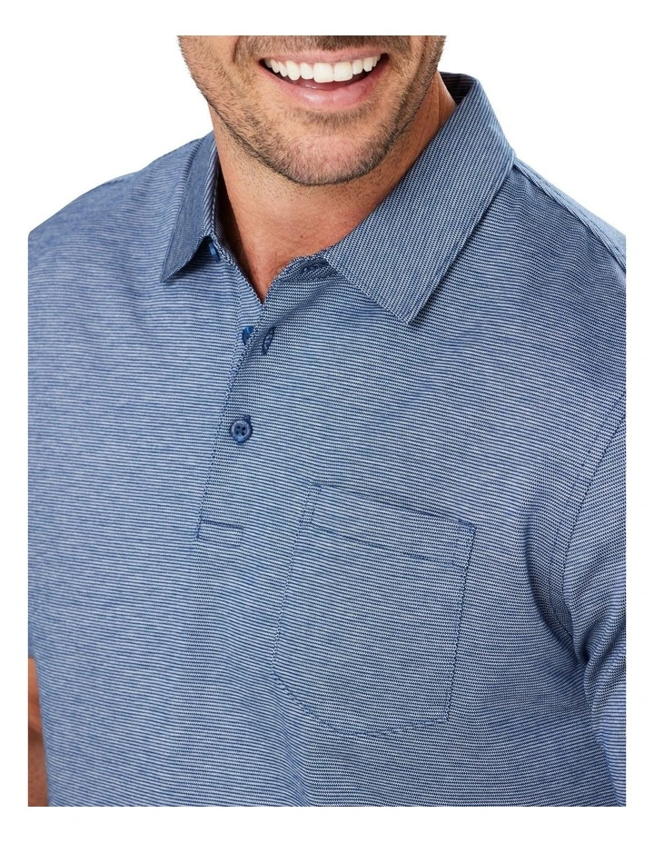 Smart Jacquard Polo In Blue 3 Smart Jacquard Polo In Blue - Image 3
