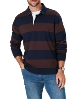 Block Stripe Rugby In Brown