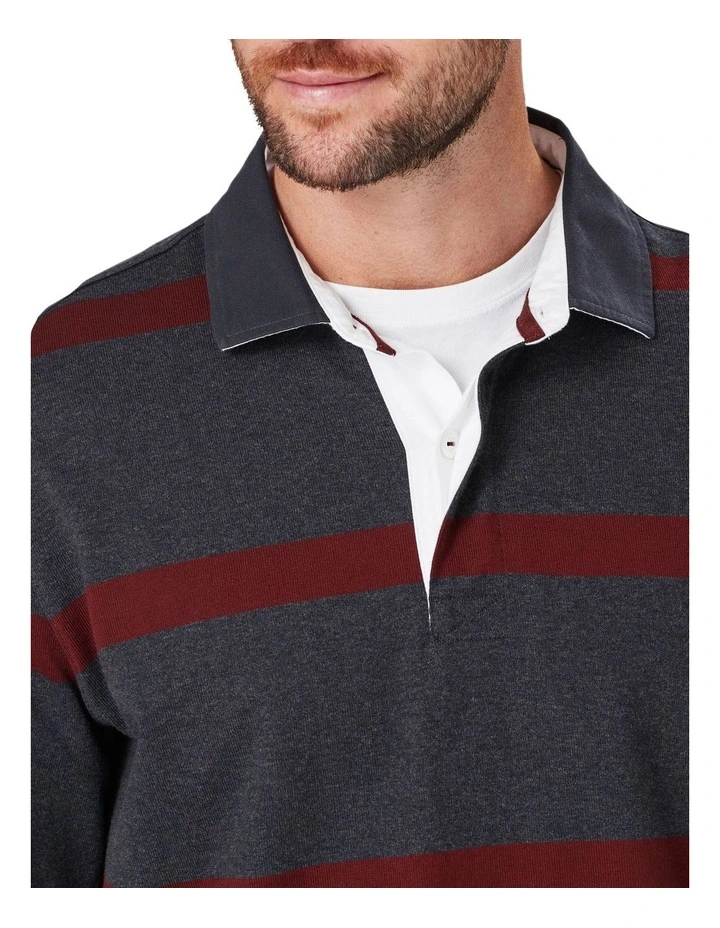 Bretton Stripe Rugby Charcoal 3 Bretton Stripe Rugby Charcoal - Image 3