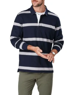 Bretton Stripe Rugby In Navy