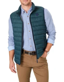 Lightweight Puffer Vest In Forest Green