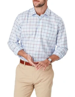 Twill Check Long Sleeve Shirt In Blue