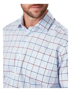 Twill Check Long Sleeve Shirt In Blue -Urban Edge Clothing Sales 978389740 3 720x928
