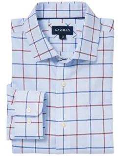 Twill Check Long Sleeve Shirt In Blue -Urban Edge Clothing Sales 978389740 4 720x928