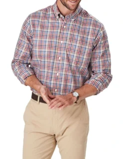 Easy Care Herringbone Check Shirt In Multi
