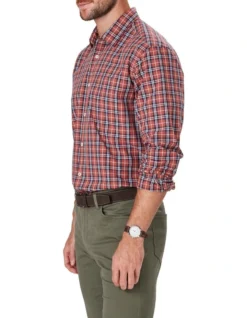 Casual Plaid Check Long Sleeve Shirt In Brick -Urban Edge Clothing Sales 978390100 4 720x928