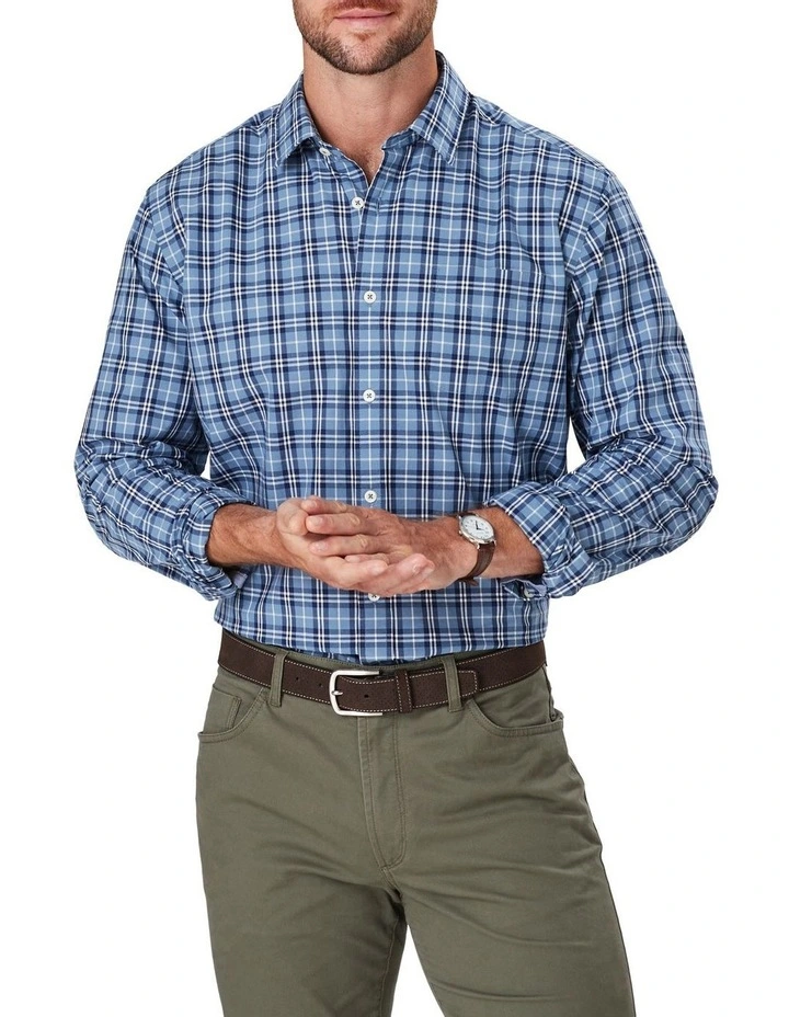 Casual Plaid Check Long Sleeve Shirt In Blue 1 Casual Plaid Check Long Sleeve Shirt In Blue