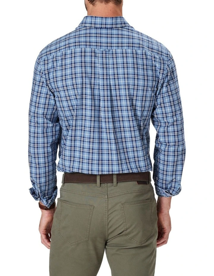 Casual Plaid Check Long Sleeve Shirt In Blue 2 Casual Plaid Check Long Sleeve Shirt In Blue - Image 2