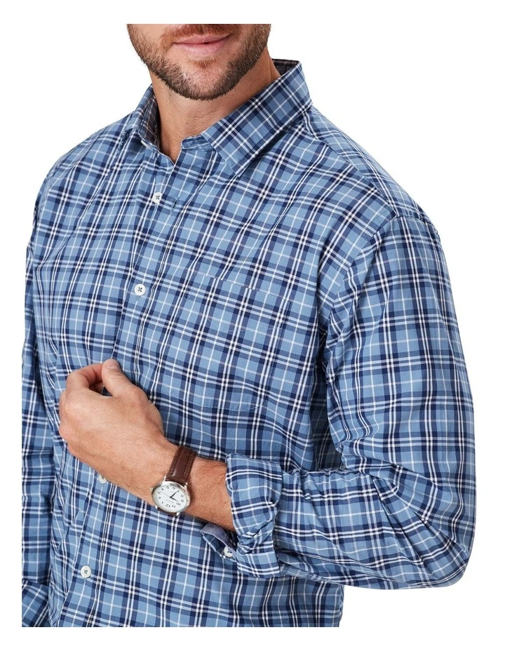 Casual Plaid Check Long Sleeve Shirt In Blue 3 Casual Plaid Check Long Sleeve Shirt In Blue - Image 3