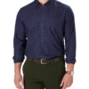 Easy Care Twill Check Shirt In Navy Melange