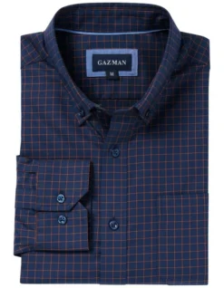 Easy Care Twill Check Shirt In Navy Melange -Urban Edge Clothing Sales 978390460 4 720x928