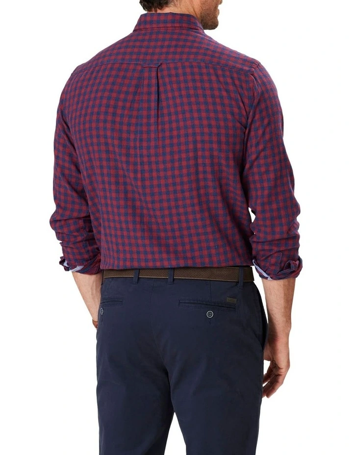 Double Faced Gingham Long Sleeve Shirt In Burgundy 2 Double Faced Gingham Long Sleeve Shirt In Burgundy - Image 2