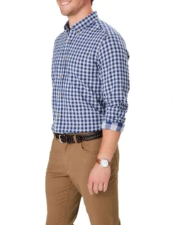 Double Faced Gingham Long Sleeve Shirt In Light Grey -Urban Edge Clothing Sales 978390640 4 720x928