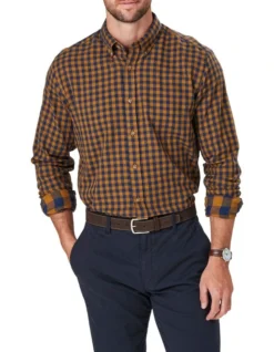 Double Faced Gingham Long Sleeve Shirt In Winter Yellow