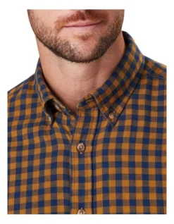 Double Faced Gingham Long Sleeve Shirt In Winter Yellow -Urban Edge Clothing Sales 978390910 3 720x928