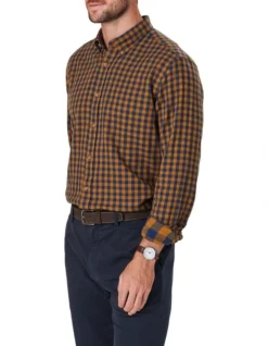Double Faced Gingham Long Sleeve Shirt In Winter Yellow -Urban Edge Clothing Sales 978390910 4 720x928