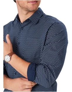 Casual Floral Print Long Sleeve Shirt Navy -Urban Edge Clothing Sales 978391000 3 720x928