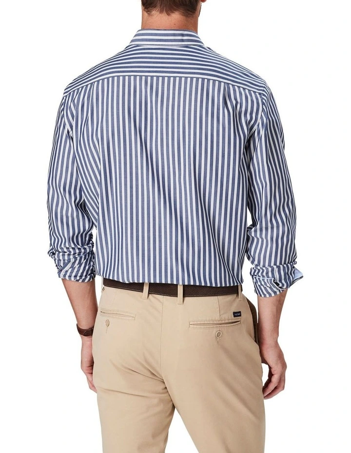 Easy Care Stripe Long Sleeve Shirt In Navy 2 Easy Care Stripe Long Sleeve Shirt In Navy - Image 2