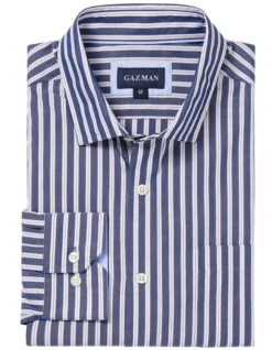 Easy Care Stripe Long Sleeve Shirt In Navy 7 Easy Care Stripe Long Sleeve Shirt In Navy -Urban Edge Clothing Sales 978391090 4 720x928