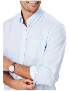 Casual Geo Print Long Sleeve Shirt In Pale Blue -Urban Edge Clothing Sales 978391180 3 720x928