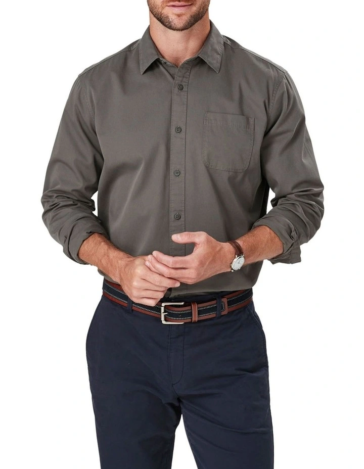 Authentic Twill Long Sleeve Shirt Dark In Olive 1 Authentic Twill Long Sleeve Shirt Dark In Olive