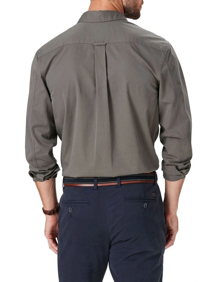 Authentic Twill Long Sleeve Shirt Dark In Olive 2 Authentic Twill Long Sleeve Shirt Dark In Olive - Image 2