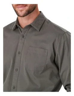 Authentic Twill Long Sleeve Shirt Dark In Olive 6 Authentic Twill Long Sleeve Shirt Dark In Olive -Urban Edge Clothing Sales 978391270 3 720x928