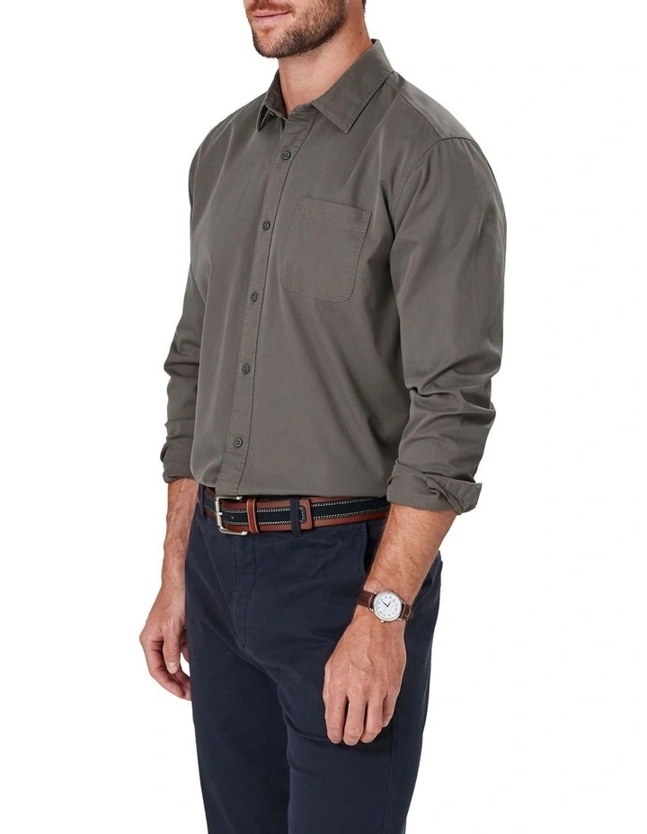 Authentic Twill Long Sleeve Shirt Dark In Olive 4 Authentic Twill Long Sleeve Shirt Dark In Olive - Image 4