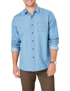 Authentic Twill Long Sleeve Shirt In Indigo