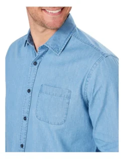 Authentic Twill Long Sleeve Shirt In Indigo -Urban Edge Clothing Sales 978391360 3 720x928