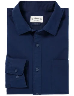 Authentic Twill Long Sleeve Shirt In Navy -Urban Edge Clothing Sales 978391450 4 720x928