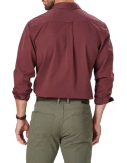 Authentic Twill Long Sleeve Shirt In Wine 6 Authentic Twill Long Sleeve Shirt In Wine -Urban Edge Clothing Sales 978391540 3 720x928