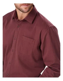 Authentic Twill Long Sleeve Shirt In Wine 7 Authentic Twill Long Sleeve Shirt In Wine -Urban Edge Clothing Sales 978391540 4 720x928