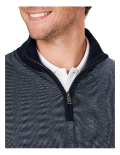 High Flex Half Zip Sweater In Navy -Urban Edge Clothing Sales 978392260 3 720x928