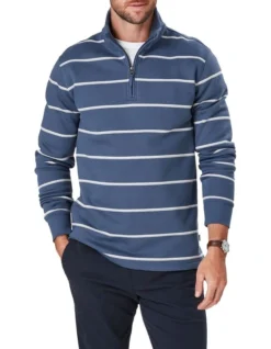 Half Zip Fleece Sweat In Denim