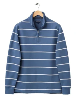 Half Zip Fleece Sweat In Denim 7 Half Zip Fleece Sweat In Denim -Urban Edge Clothing Sales 978394690 4 720x928