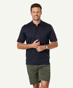 Mercerised Zigzag Polo - Midnight